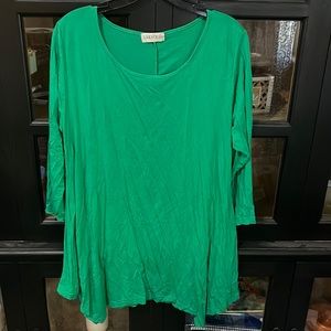 Womens Larace green 3/4 length sleeve top - size XL